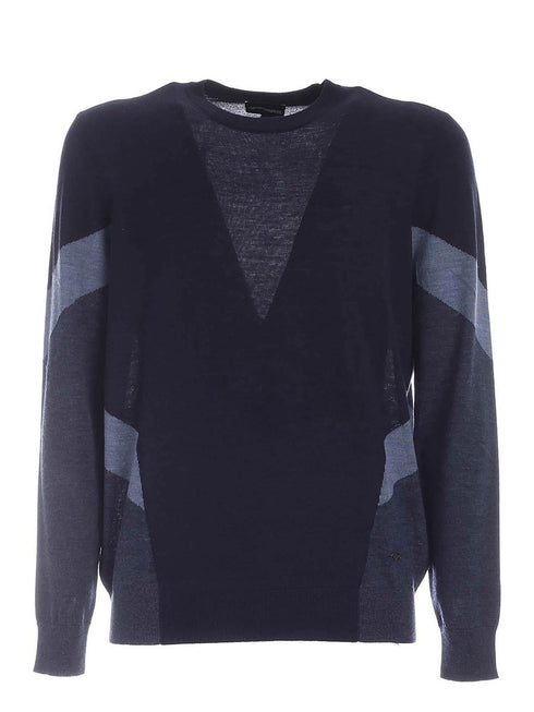 Girocollo Uomo in lana vergine Blu avion Emporio Armani- Francavilla Moda